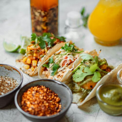 taco seasoning on the side of tacos and sides