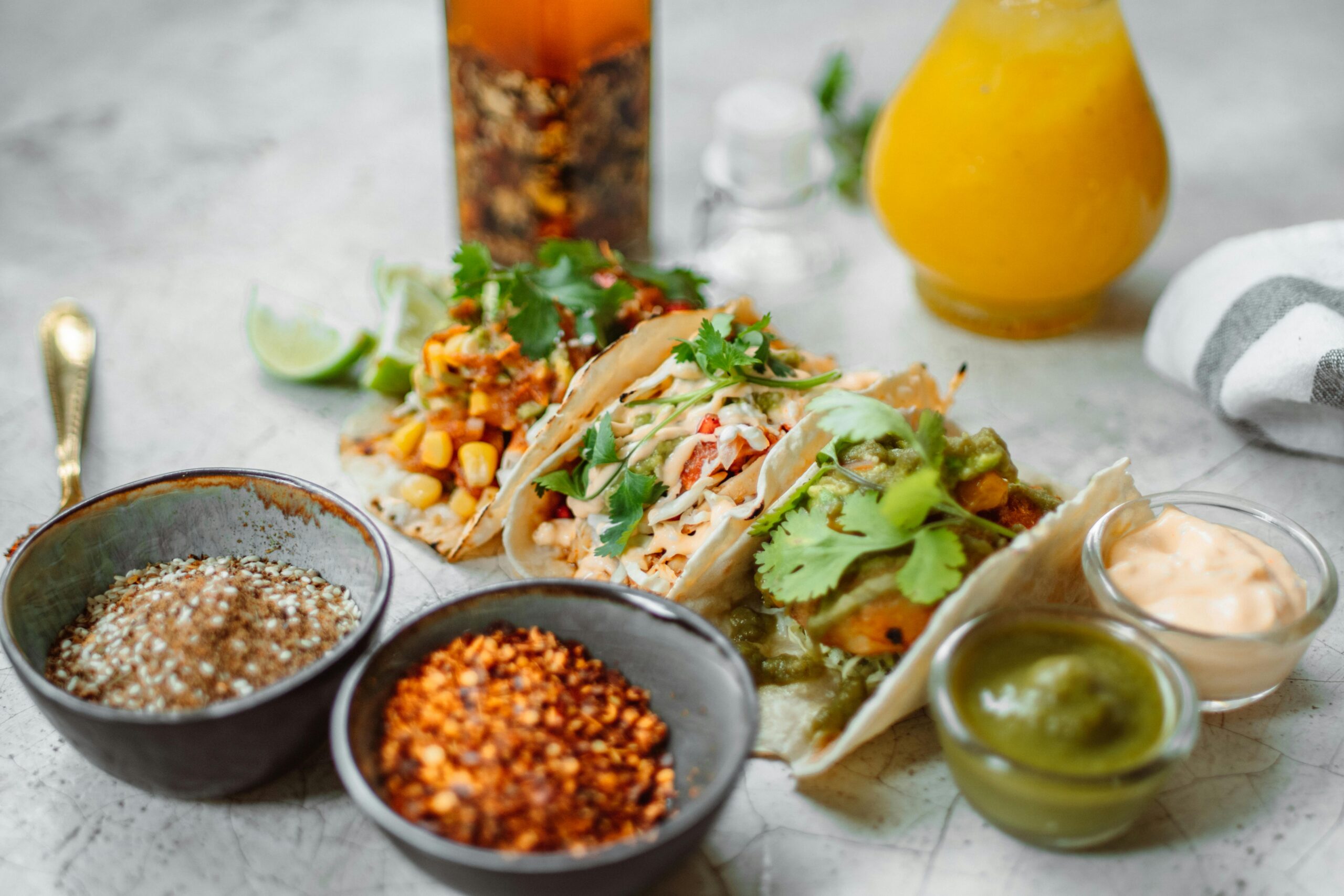 taco seasoning on the side of tacos and sides