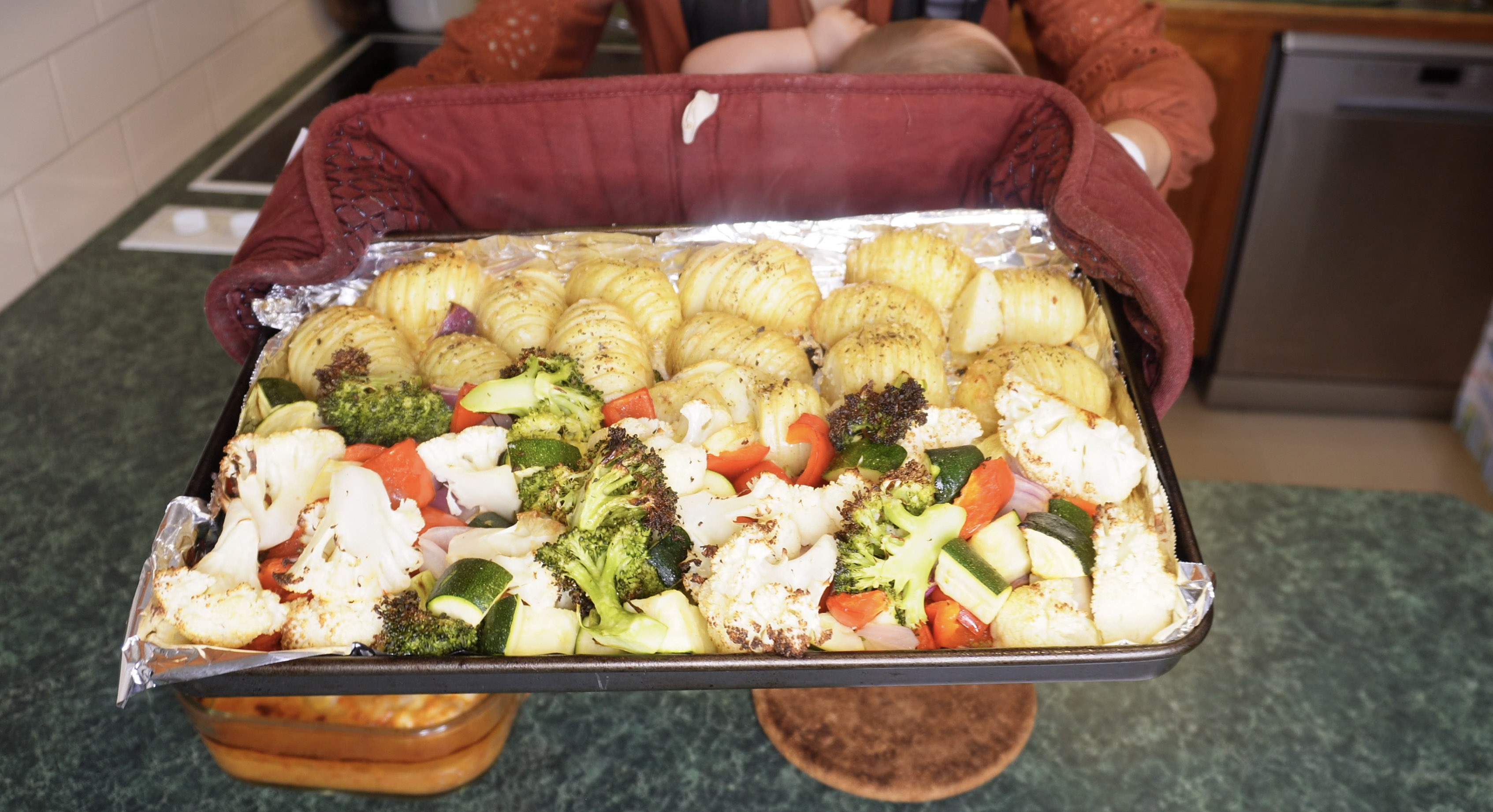 tray of baked vegetables